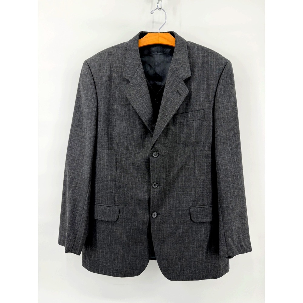 ANDRE COSSATA‎ Italy Men's 2-Piece Wool Suit Jacket & Vest Gray Pinstripe  L40